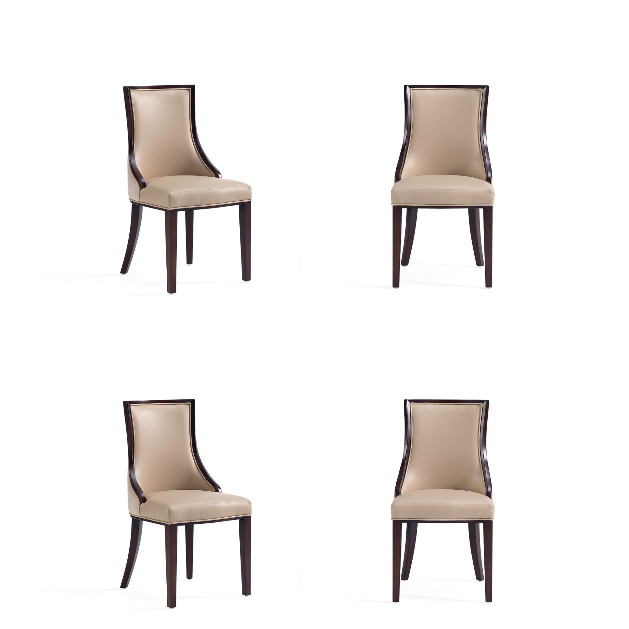 Manhattan Comfort, Grand Faux Leather Chair in Tan Wood Frame 4-Set, Primary Color Tan, Included (qty.) 4 Model# 2-DC048